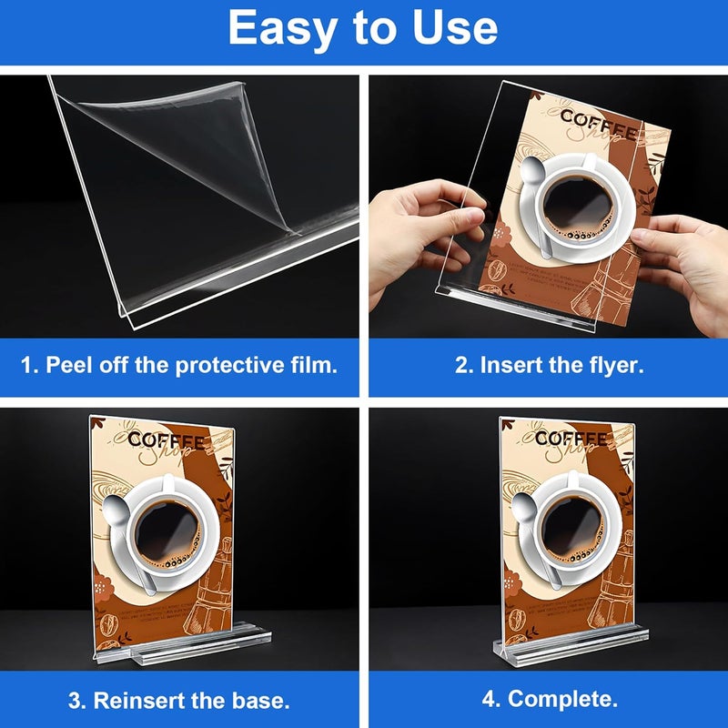 dulvus Acrylic Sign Holder 5.5x8.5 Inches 8 Pack, Double Sided Vertical Clear Display Stand, Plastic Frame Flyer Holder for Tabletop, Office, Restaurant, Store - Image 5
